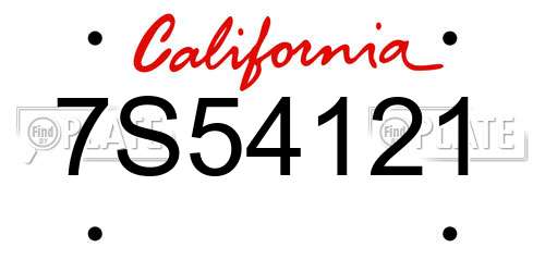 7S54121 California License Plate