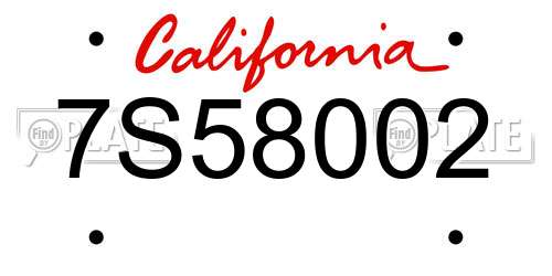 7S58002 California License Plate