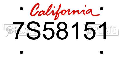 7S58151 California License Plate