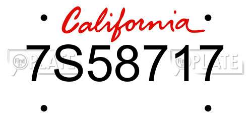 7S58717 California License Plate
