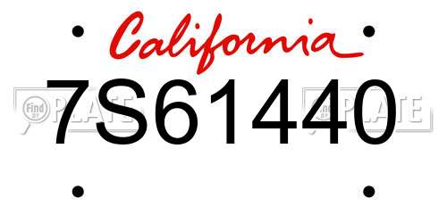 7S61440 California License Plate