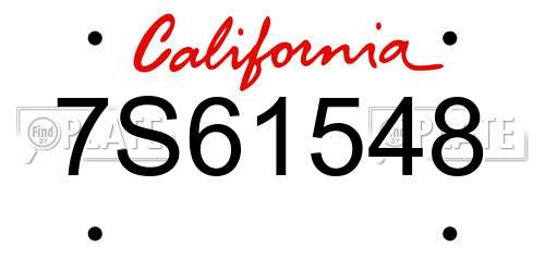 7S61548 California License Plate