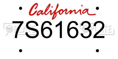 7S61632 California License Plate