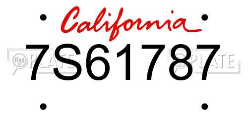 7S61787 California License Plate