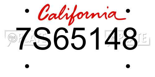 7S65148 California License Plate