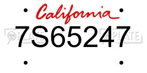 7S65247 California License Plate