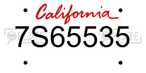7S65535 California License Plate