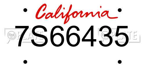 7S66435 California License Plate