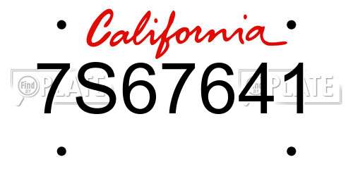 7S67641 California License Plate