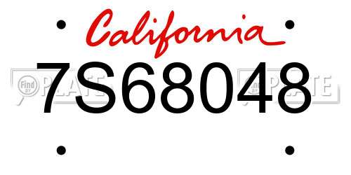 7S68048 California License Plate