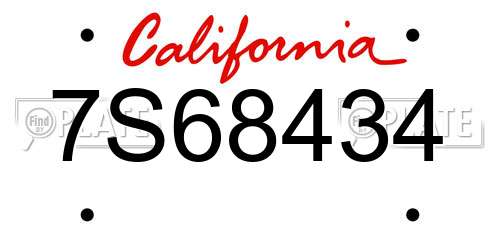 7S68434 California License Plate