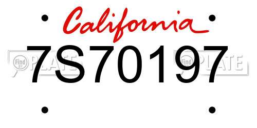 7S70197 California License Plate