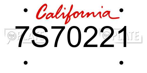 7S70221 California License Plate
