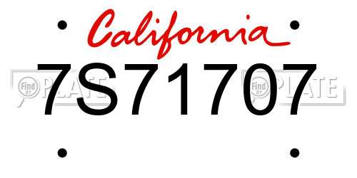 7S71707 California License Plate