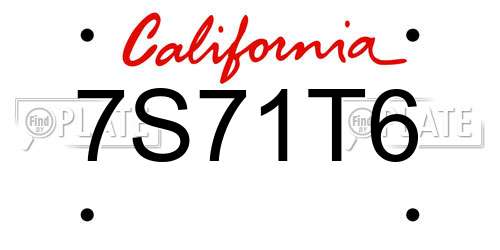 7S71T6 California License Plate