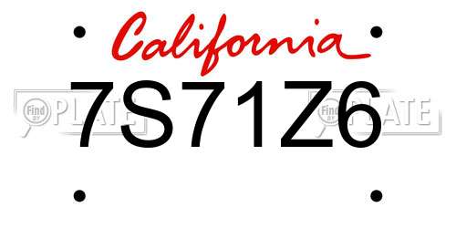 7S71Z6 California License Plate