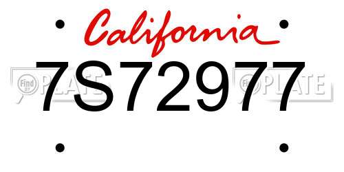 7S72977 California License Plate