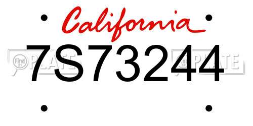 7S73244 California License Plate