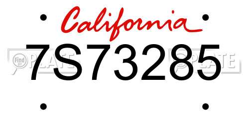 7S73285 California License Plate