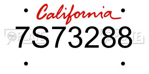 7S73288 California License Plate