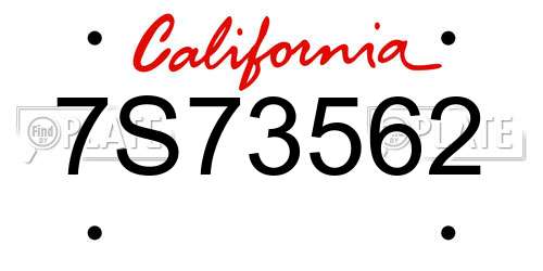 7S73562 California License Plate