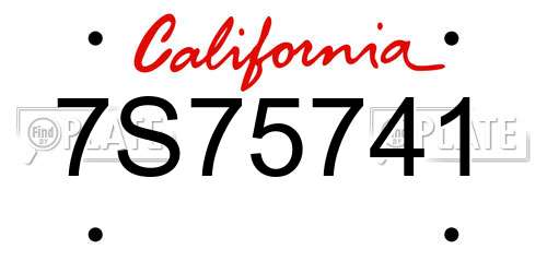 7S75741 California License Plate