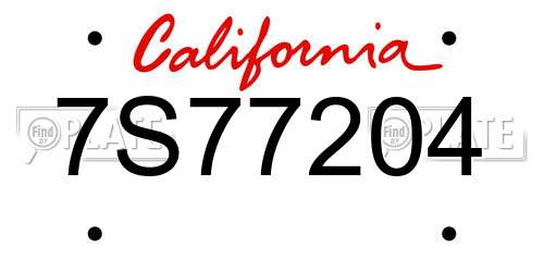 7S77204 California License Plate