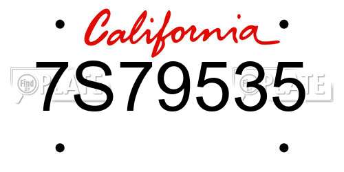 7S79535 California License Plate