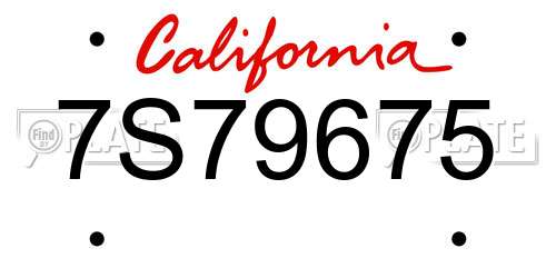 7S79675 California License Plate