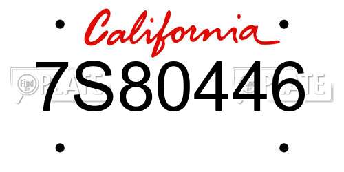 7S80446 California License Plate