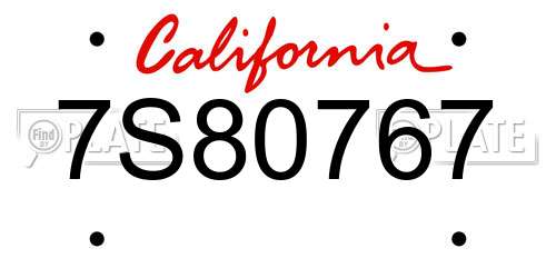 7S80767 California License Plate