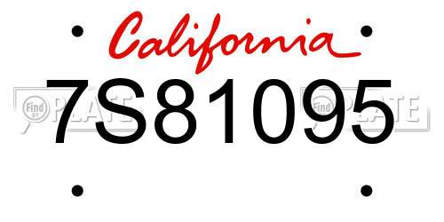 7S81095 California License Plate