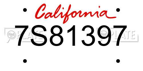 7S81397 California License Plate