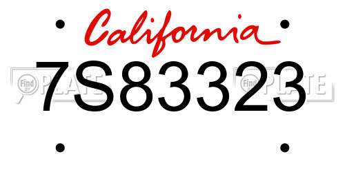 7S83323 California License Plate