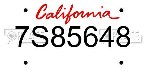 7S85648 California License Plate