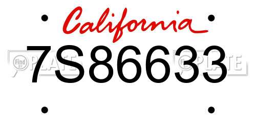 7S86633 California License Plate