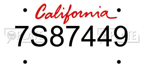 7S87449 California License Plate