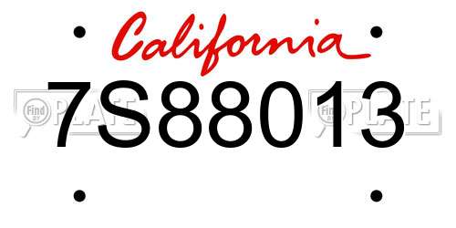 7S88013 California License Plate