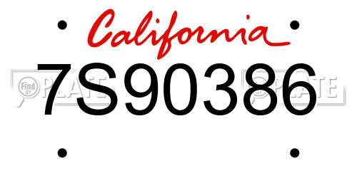 7S90386 California License Plate