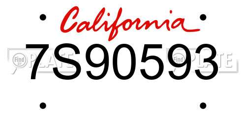 7S90593 California License Plate