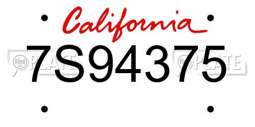 7S94375 California License Plate