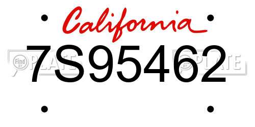 7S95462 California License Plate