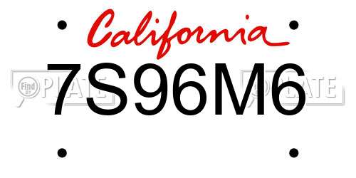 7S96M6 California License Plate