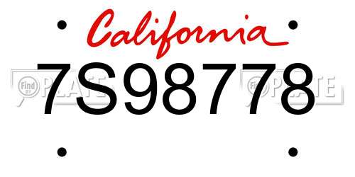 7S98778 California License Plate