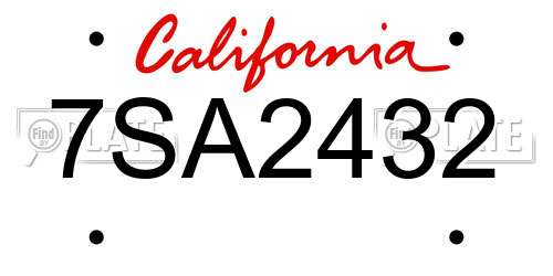 7SA2432 California License Plate