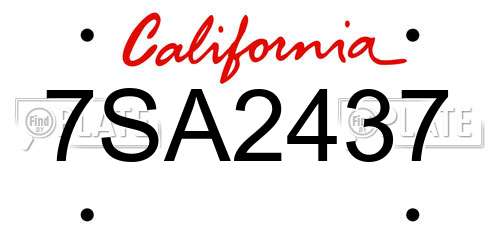 7SA2437 California License Plate