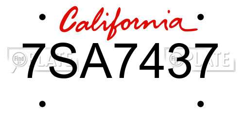 7SA7437 California License Plate