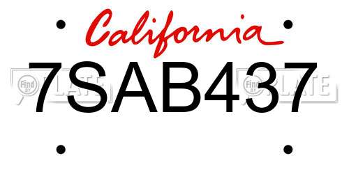 7SAB437 California License Plate
