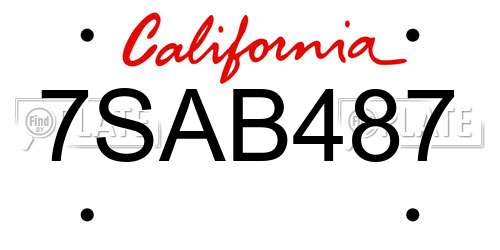 7SAB487 California License Plate