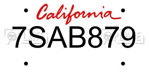 7SAB879 California License Plate
